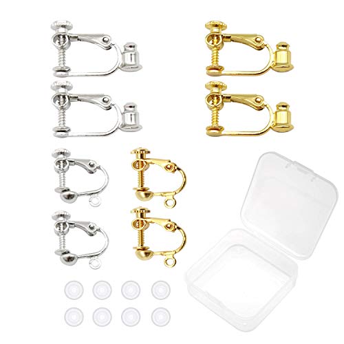 KLEHOPE 8 Pièces de Fermoirs de Boucles D'Oreilles, Convertisseur de Boucle D'oreille avec Coussinets de Boucles, 2 Couleurs Différentes de Boucle D'oreille Convertisseur Cover