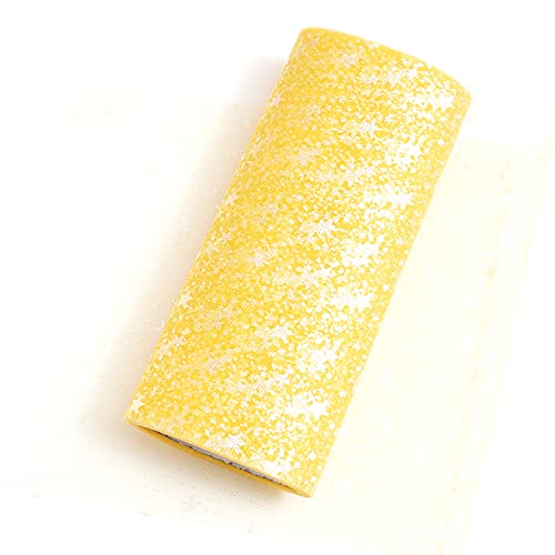 原ウール ラメ入り チュールリボン 生地 星 スター 10m イエロー