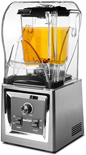 WantJoin Commercial Blender with Sound Enclosure 2000W Bar Blender Smoothie Maker for Kitchen (grey)