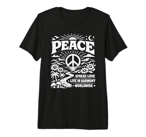 Peace Spread Love Live in Harmony Worldwide Retro Nature Premium