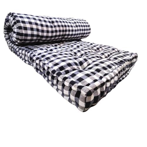 5 Inches Thick Soft Quilt Mattress with Foldable Frame, Double Bed Size, Multicoloured Cotton and Gingham Plaid (72X60X5 Inches or 5X6 ft) (B0D6NF1QX7) Amazon Price History, Amazon Price Tracker