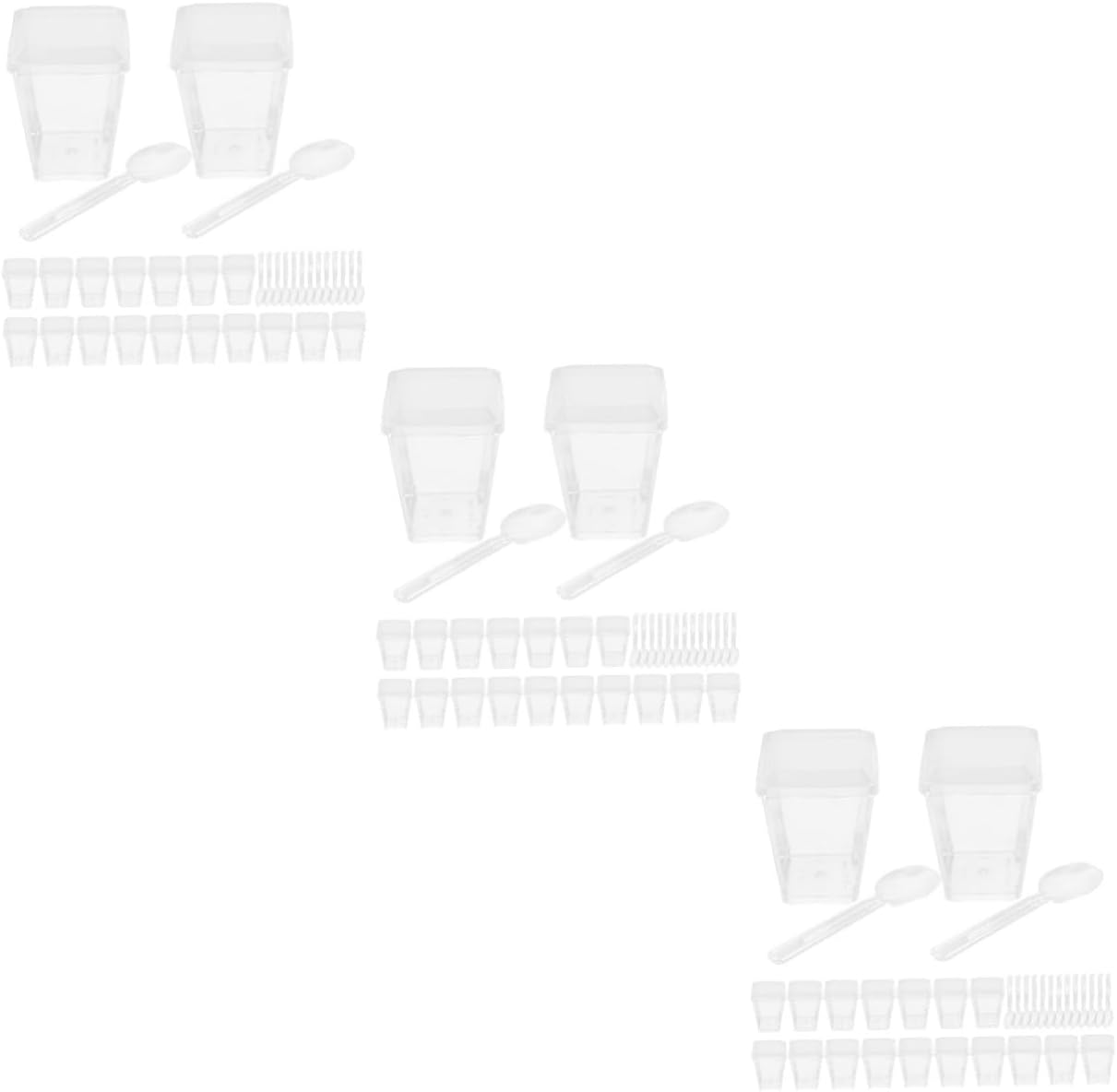 PRETYZOOM 150sets Reusable Dessert Cups Lids and Spoons Trapezoid Parfait and Tiramisu Serving Cups for Parties Events and Home Use