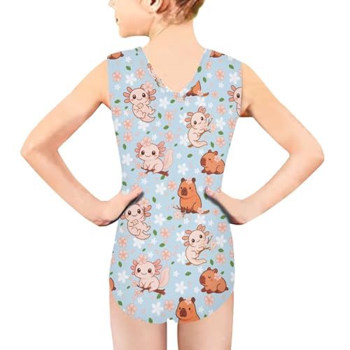 Image of Swimsuits for Girls 3-14 Summer Kids Bathing Suits Gymnastics Leotards One Piece Swimwear