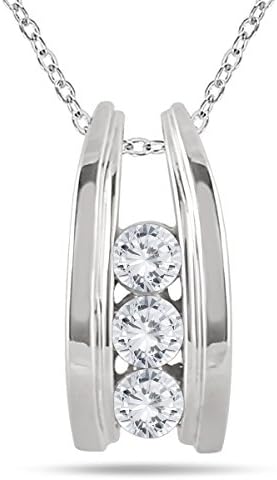 1/2 Carat TW Three Stone Diamond Ladder Pendant in 10k White Gold (K-L Color, I2-I3 Clarity)