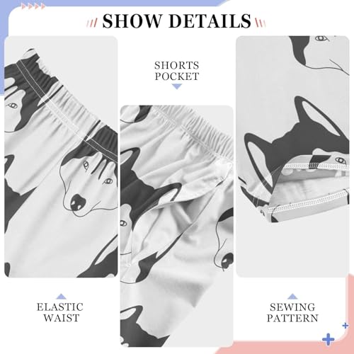 Boys' Pants Muzzle Dogs Black and White Long Bottoms Jogger Pants Elastic Waist Trousers with Pockets S-XL4