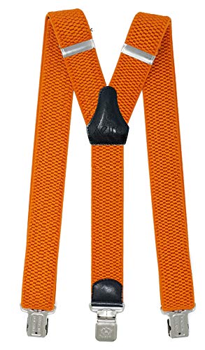 Xeira Hosenträger für Herren und Damen Extra Stark und Extra Lang mit 3 XL ADLER Clips 4cm Breit (Orange) Cover