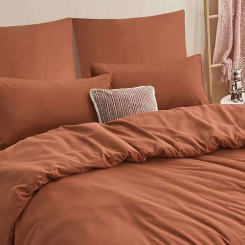 RUIKASI Bettwäsche 200x200 Orange 3teilig - Polyester Mikrofaser Bettwäsche-Sets Oeko-TEX… – Ansicht 4