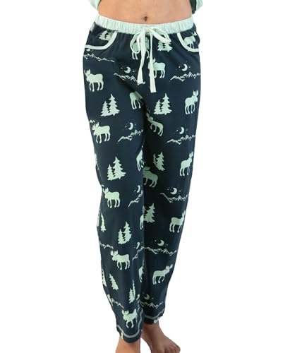 Lazy One Pajamas for Women, Cute Pajama Pants and Top Separates, Mountain Moose, Animals (Large)