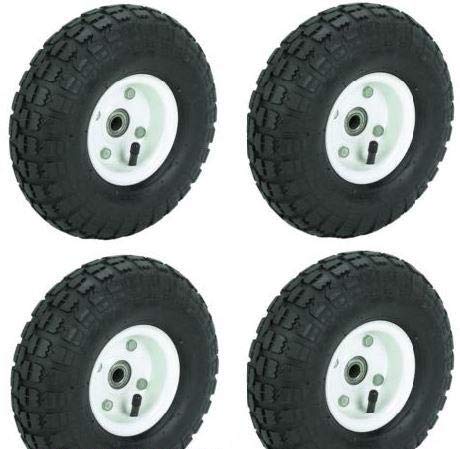 4pc-set of 10 in. Pneumatic Tires on White Wheel