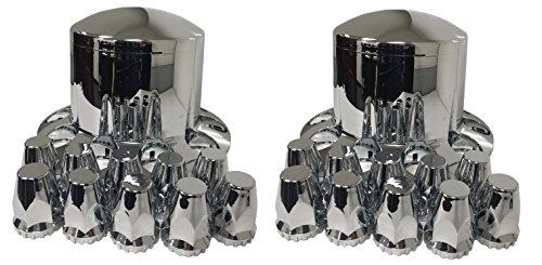 ONE Set of 2pcs Truck Rear Wheel Chrome ABS Axle HubCap Covers with 33mm Nut Covers for 10x285.75 hub