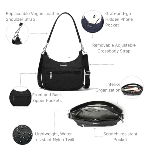 Baggallini Modern Pocket Half Moon 11"x10.5" Shoulder Women W/Replaceable Straps Converts to Crossbody Bag3