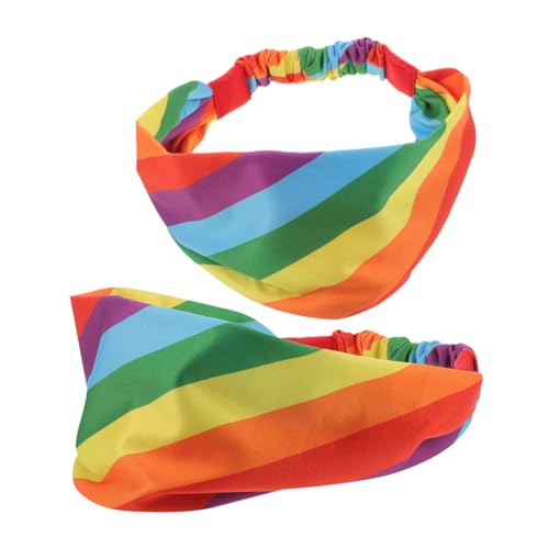 DEARMAMY Set Di 2 Fasce Arcobaleno Per La Giornata Dellorgoglio Bandana Antisudore Per Uomo E Donna Elastiche E Traspiranti Per Allenamento Yoga Accessori Per Il Mese Dellorgoglio Gay