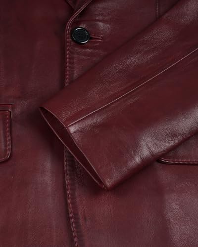 Image of fjackets Mens Leather Blazer Jacket - Real Lambskin Leather Sport Coat, 2-Button, Leather Jacket Men Business to Weekend