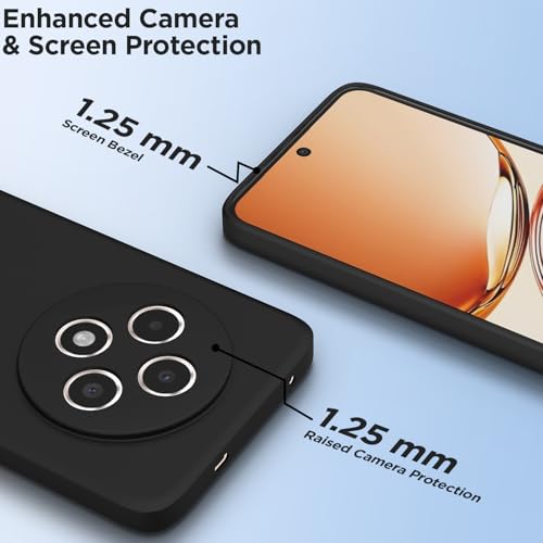 Image of Outlouders Back Cover for Oppo Reno 12F 5G | Camera Protection | Durable Soft Matte Silicone Bumper Case (Black)