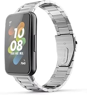 سوار معدني في من فولت متوافق مع هواوي هونر باند 7 عصري قابل للتعديل الستانلس ستيل فضي للبالغين الجنسين