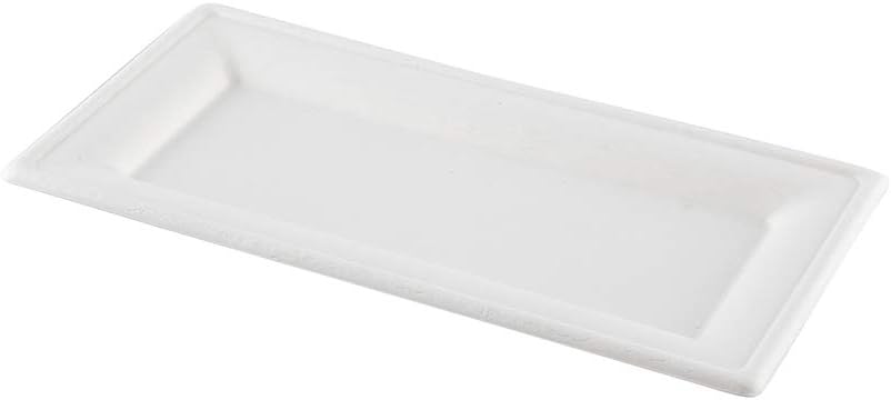 Restaurantware Pulp Tek Rectangular Bagasse Plates 100 Grease Impervious Salad Plates - Lids Sold Separately Microwavable White Bagasse Plates Reinforced Rim Sturdy For Salads Or More