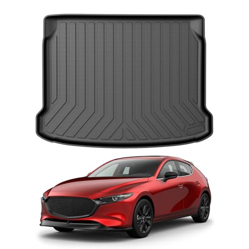 Image of Mixsuper Custom Fit Cargo Liner for 2019-2025 2026 Mazda 3 Hatchback Trunk Liner All Weather Rear Cargo Trunk Mat (Does Not Fit Sedan Models) Black