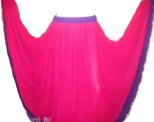 2 Layer Reversible Belly Dance Dancing Circle Skirt UK Size 10-24 (Redy Pink Top Layer Purple Bottom Layer)