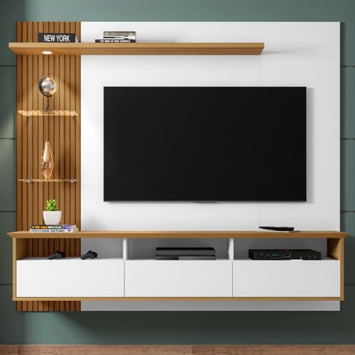 FURNITUR Wall mountTV Cabinet Sta Plywood TV Entertainment Unit Living Room tv Upto 50inch-image-14