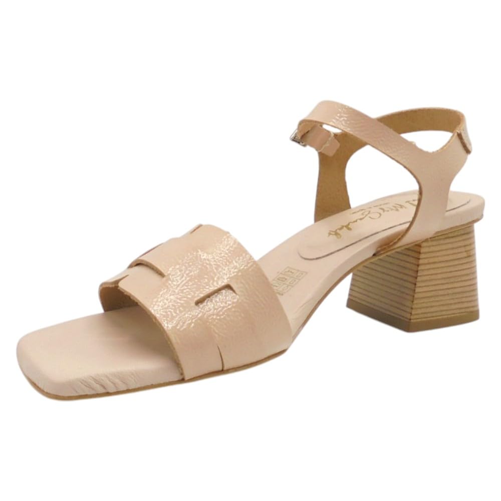 Oh! My Sandals - 5360 Sandalia de Vestir para Mujer con Tacón Medio Ancho de 5 cm, Piel Grabada y Cierre de Hebilla – Elegante y Cómoda para: Mujer