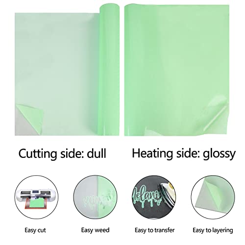 Image of guangyintong Glow Glitter Light Green Heat Transfer Vinyl HTV Rolls, 12 inch x 8ft Iron on Vinyl for T-Shirts, Glitter HTV Vinyl for All Cutter Machines Easy to Cut & Weed for DIY Design