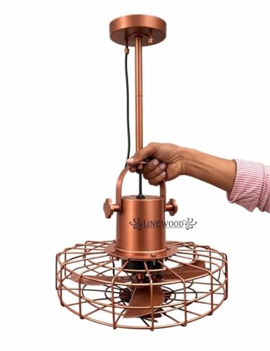 Image of 14 Inch Nautical Modern Ceiling Fan Industrial Wall Mount Pedestal Electric Fan Vintage Style Copper Finish Home Decor Accent For Bedroom Office Kitchen Cafe Restaurant Farmhouse Retro Display Fan