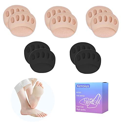 Image of Honeycomb Fabric Forefoot Pads Breathable Soft Ball of Foot Cushion Pads, Invisible Women's Half Liner Socks Mat for Flats High Heels (5Pairs(3beige-2black))