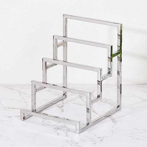 uxcell Clutch Purse Display Stand 4 Layer Wallet Display Rack Metal Clutch Holder Riser for Home Retail Store Supplies - Silver by uxcell - Image 6