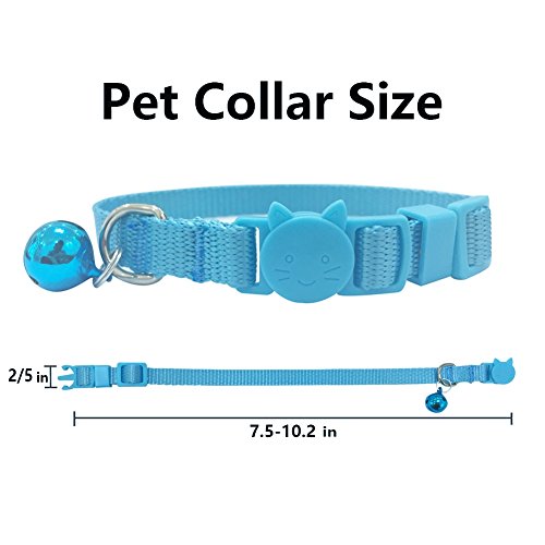 Blaoicni Cat Collars Nylon Soft Colorful Adjustable Breakaway Safety Kitten Collars With Bell 6Pcs/Set #TOP3