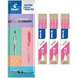 Pilot Frixion - Recambio borrable de calor y fricción, línea mediana de 0,7 mm, paquete de 9 recambios, 3 paquetes en embalaje de regalo (rosa)