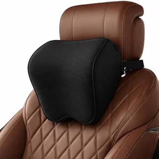 Generisch 2-Pack Auto Nackenkissen, Weichheit Auto Kopfstütze Kissen zum Fahren mit verstellbarem Riemen, 100% Memory Foam und atmungsaktiver Abnehmbarer Abdeckung (Black)