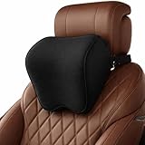 Generisch 2-Pack Auto Nackenkissen, Weichheit Auto Kopfstütze Kissen zum Fahren mit verstellbarem Riemen, 100% Memory Foam und atmungsaktiver Abnehmbarer Abdeckung (Black)