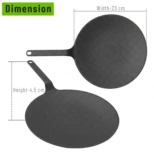 Image of Esspy 23cm /9inch Pre-Seasoned Cast Iron Roti Tawa with Silicon Sleeve, Iron Tawa for Chapati /Phulka, Even Heat Distributor, Retains Heat to Enhance Flavor, Toxin Free Cast Iron Cookware
