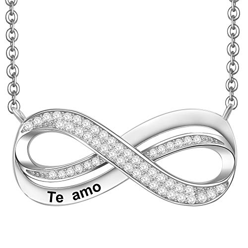 LOVORDS Collar Mujer Grabado Plata de Ley 925 Colgante Infinito Regalo Amor Madre Mamá Esposa Novia Abuela Hija