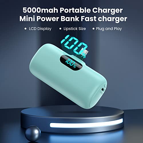 Mini Portable Charger 5000Mah Power Bank, 15W Pd Usb C Cell Phone Portable Power, Lcd Display Battery Pack Compatible With Android Phone/Samsung Galaxy S22,S21/Note/Moto/Lg/Pixel /Nexus/Oneplus 9 Etc #TOP5
