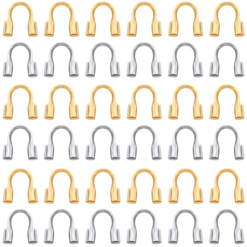 SOFPLATE 1 boîte de 1200 protections de Fil de Protection de Fil en Laiton en Forme de U Tube de Protection en Argent et Or Boucles de Protection pour Boucles...