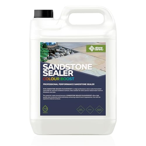 StoneCare4U - Sandstone Sealer Colour Boost - 5L - Colour Enhancement Exterior Natural Stone Sealant for Sandstone Limestone Slate & More. Outdoor Clear Sealant for Patio Drive & Paths