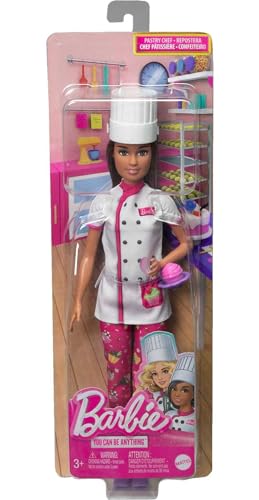Boneca Barbie Profissões Chefe Confeiteira, corpo Petite, Morena com Acessórios HKT67 Mattel