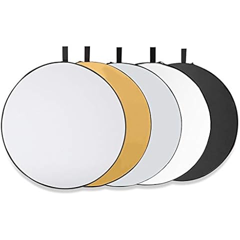 Tonsooze Rund Reflektor Set Tragbarer Faltbarer, 5-in-1 80cm Faltreflektor Translucent, Silber, Gold, Weiß und Schwarz für Fotografie Fotostudio Beleuchtung und Außenbeleuchtung Cover