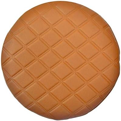 Round Faux Leather Bar Stool Cover - Elastic, Thicken Slipcover for Barbershop and Home - Durable and Anti-Aging(Camel 33cm)