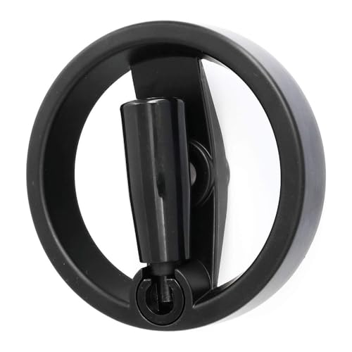 Rueda de mano, manivela de plástico con mango giratorio, 12 mm de diámetro del orificio central para contrapunto de máquina de carpintería (negro)