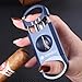 KEENSUN Zinc Alloy V-Cut Cigar Cutter (Blue), 60 Ring Gauge, 420J2 Stainless Steel V-Cut Blade & Cigar Holder (2 in 1) in Gift Box