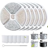 Ellenpent Lot de 6 filtres pour fontaine à eau pour chat et 6 éponges de rechange compat...