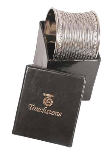 Image of Touchstone Indian Bollywood Desire Brass Base Exotic Workmanship Free Size Cuff Bracelet in Antique Gold Or White Or Copper Tone for Women.