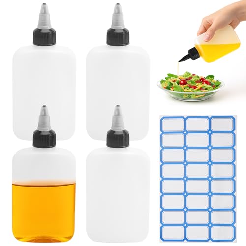 APOMOONS 120ML 2PCS Botella Exprimible con Etiquetas,Botella Exprimible Cocina,Botelle Exprimible Pequeña,Botellas Exprimibles Botelle Aceite Plástico,Botellas Salsa,para Aceite,Salsa,Vinagre