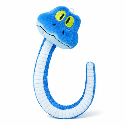 Ahlsense 11.8 in Cute Blue Snake Plush Toy - Cartoon Stuffed Snake Doll with Flexible Body for Bending, for Boys, Girls, Animal Lovers, Fans, Birthdays, and Holidays (Small)