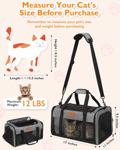 Image of PETUX Airline Approved Pet Carrier for Small Cats up to 12 lb, Grey