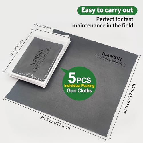 ILANSIN 6Pack Technology Microfiber Black/Gray Gun Cloth-Large Size-Lint Free-Reusable Gun Cleaning pad for All Gun Firearm-Each Pack is Individually Packaged-ILANSIN Gun Cleaning Supplies Store