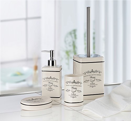 axentia WC-Garnitur „Paris“ aus Keramik und Metall altweiß - 6