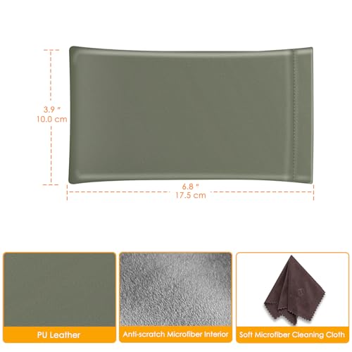Image of FINTIE Soft Eyeglasses Case with Cleaning Cloth, Portable Squeeze Top Vegan Leather Glasses Pouch, Sunglasses Eyewear Bag
